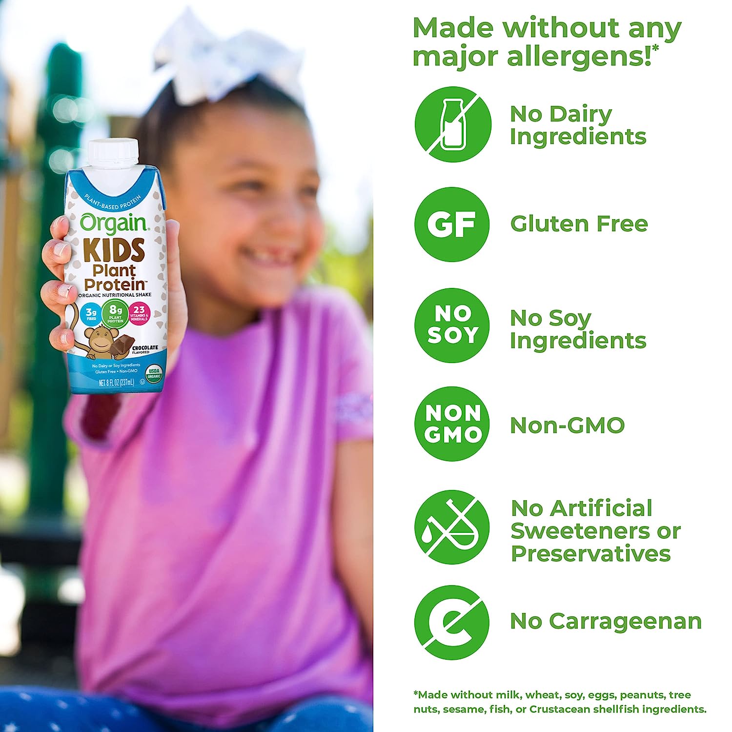 Orgain Organic Kids Vegan Protein Nutritional Shakes, Chocolate - 8g of Protein, Contains Fiber and 23 Vitamins and Minerals, Plant Based, No Gluten or Soy, Non-GMO, 8 Fl Oz (Pack of 12) - Image 4